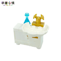Compatible Locking City Shell Wash Basin Cabinet Toy For Children Decoration Accessories DIY Models Gifts Cities Building Block