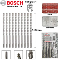 Bosch SDS Plus-1 Drill Bit Set 160mm Round Shank Four Pits Brick Wall Concrete Masonry Impact Hammer Drill Bits 6/8/10/12mm