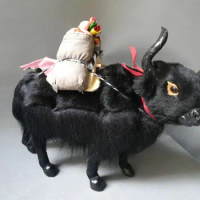 simulation black yak hard model large 30x27cm polyethylene&amp;furry furs yak prop,home decoration gift s1002