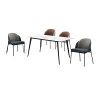 【文創集】可迪5.3尺岩板科技布餐桌椅組合(一桌四椅組合＋餐椅二色可選)