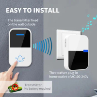 Newest Acrylic Self-powered Wireless Doorbell EU UK US Plug Battery Free 38 Songs Waterproof Kinetic Door Bell