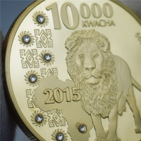 2015非洲贊比亞紀念幣水牛鍍金幣 野生動物非洲水牛外幣硬幣