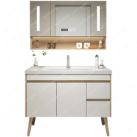 Bathroom Cabinet Floor-Mounted Integrated Ceramic Basin Bathroom Mirror Cabinet Wash Basin