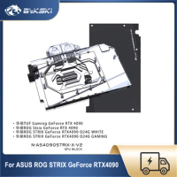 Bykski N-AS4090STRIX-X-V2 GPU Water Cooling Block For ASUS TUF Gaming / ROG Strix GeForce RTX 4090 , Full Cover With Backplate