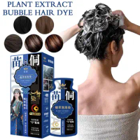 Hair Dye Shampoo Natural Herbal Bubble Hair Dye Long-lasting Hair Color Convenient Effective Hair Coloring Shampoo for Wome D2Y8