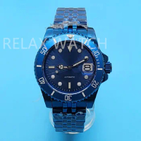 1111 New 40MM PVD Blue Stainless Steel Watch Sapphire Glass SEIKO NH35 Movement