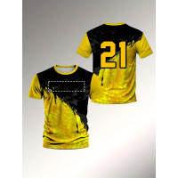 Custom 3D Printed Men's Jersey - Two-tone black and yellow with a clear number 21 design, lightweigh