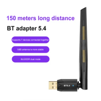 150M Bluetooth 5.4 Adapter Driver Free USB Wireless Dongle Supports Windows 11/10/8.1/7 for PC Wireless Mouse Keyboard