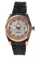 Alfa Alfa - Jam Tangan Pria - Rosegold - Black Stainless Steel Bracelet - 99105M-H