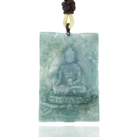 【喜緣玉品】天然翡翠滿綠帶紫藥師佛玉珮(直)
