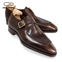 Uncle Saviano Single Monk Strap Business Shoes Men Luxury Designer Fashion Genuine Leather Office Dress Man Shoes Men Original