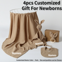 4ชิ้นชุดตาข่ายผ้าฝ้ายมัสลินพัน Bibs กันน้ำสำหรับอุปกรณ์เสริมทารกที่กำหนดเองของขวัญทารกแรกเกิด C Omfort ของเล่นผ่อนคลายผ้าขนหนู