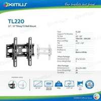 BRACKET TV LED LCD MONITOR 22" - 55" OXIMUS TL220 WALL MOUNT TILT HITAM