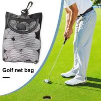 Golf Mesh Net Bag with Fastener Tape Large Capacity Indoor Outdoor Sports Golf Ball Storage Pouch Outdoor Sports Accessories