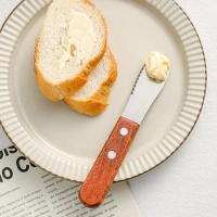 Butter Knife Stainless Steel Butter Knife Spreader with Wood Handle Sandwich Cream Cheese Knife Jam Condiment Spatula Tableware