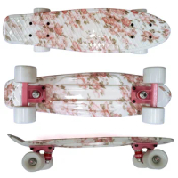Peony Pink Series Anti-slip Emery Skateboard Banana 22'' Mini Cruiser Fishboard Children Skateboard Retro Print Penny Fish Board
