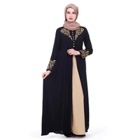 TQ · percetakan setem emas pakaian Muslim wanita Dubai abaya jubah hitam lengan penuh cardigan kaftan reka bentuk elegan maxi dresses clot4/3
