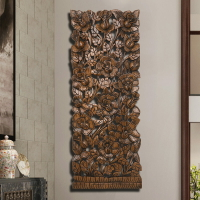 泰國柚木雕花板木雕隔斷酒店會所墻面壁掛東南亞風格實木木雕掛件