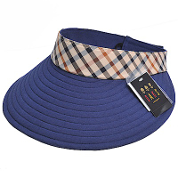 DAKS 經點品牌LOGO布標雙面用運動型可收式大帽緣遮陽帽(藍色)