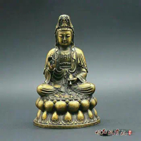 Chinese Antique Favorites Brass Guanyin Buddha statue Model Statue