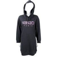 KENZO 品牌印花字母黑色連帽連身裙