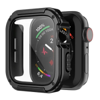 Rugged Case Compatible for Apple Watch 38MM 40MM with Tempered Glass Screen Protector, Military All Around Hard TPU