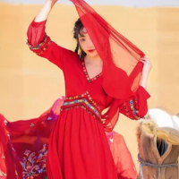 Big Red Xining Ningxia Tourism Dunhuang Photography Film Desert Punch-in Beautiful Temperament Fairy