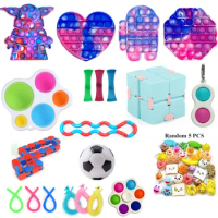 20PCS a Pack Fidget Sensory Toy Set Stress Relief Toys Autism Anxiety Relief Stress Pop Bubble Squishies Toy For Kids/Adults
