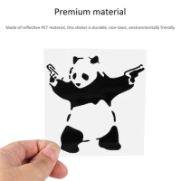 Cute 2 Guns Panda 3D Reflective Non-Toxic Moisture Proof Car Windscreen Window Doors Funny Sticker Decal Decoration Crafts