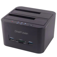 DigiFusion 伽利略 CRU-015 雙SATA 硬碟座+讀卡機+USB 3.1 HUB 2 埠(硬碟對拷功能)