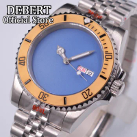40MM DEBERT Seiko NH36 Automatic Movement Custom Logo Men's Mechanical Watches Sterile Blue Dial Sapphire Glass Ceramic Bezel