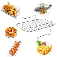 Air Fryer Rack for Dual Air Fryers Airfryer Basket Tray Air Fryer Accessories Dehydrator Racks Fit All Double basket air fryer