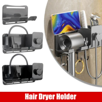 Home Bathroom Hair Dryer Storage Rack ABS Material Hair Dryer Holder Wall Mounted Rack Hair Brush Organizer Storage Bracket