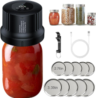 《308》YANOY Electric Mason Jar ชุดเครื่องซีลสูญญากาศสำหรับปากกว้างและปากขวดเมสันปกติMason Jar เครื่อง
