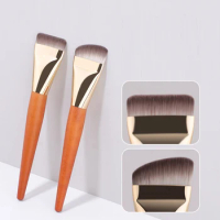 2pcs Ultra Thin Foundation Brush Wooden Handle Face Contour Brush Flat Contour Brush Blending Foundation Cream Makeup Brushes