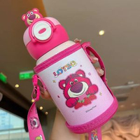 內地直送 - 新款高顏值公仔兒童壺316不銹鋼保溫杯便攜雙飲彈跳杯提繩吸管杯