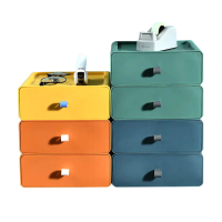【收納部屋】莫蘭迪色可疊加抽屜式桌面收納盒-3入組(抽屜盒 收納盒 置物盒)