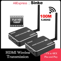 5.8G Wireless HDMI Transmitter&amp;Receiver HDMI 1080P Video Extender Full HD Camera DVD PC Display Dongle Projector TV Stick