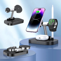 【TOTU】四合一磁吸折疊無線充 MagSafe無線充電器 For iphone/airpods耳機/iwatch/觸控筆