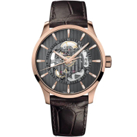 【MIDO 美度】官方授權 Multifort 先鋒系列 鏤空機械錶-玫瑰金x炭灰/42mm 畢業禮物 手錶(M0384363606100)