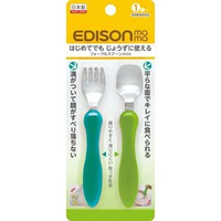 EDISON KJC小巧型嬰幼兒學習餐具組(叉子+湯匙/1歲以上) (藍/綠)199元(售完為止)