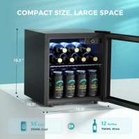 Can Beverage Refrigerator cooler-Mini Fridge Glass Door for Beer Drinks Wines, Freestanding Beverage Fridge