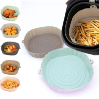 Reusable Air Fryer Silicone Pot Oven Baking Tray Airfryer Silicone Basket Pizza Fried Chicken Grill Pan Mat For Baking Utensil