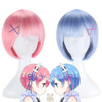 ชุดคอสเพลย์วิกผมอนิเมะสำหรับผู้หญิง จากเรื่อง Rem และ Ram โดยทำด้วยเส้นผมสังเคราะห์