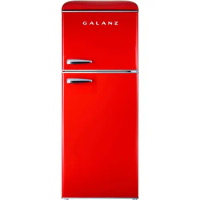 GLR46TRDER Retro Compact Refrigerator with Freezer Mini Fridge with Dual Door, Adjustable Mechanical Thermostat, 4.6 Cu Ft, Red