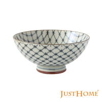 【Just Home】日本製美濃燒陶瓷5.5吋中式飯碗420ml-十草格(毛料飯碗)