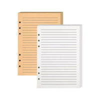 Kertas 80 helai saiz A5 dengan enam lubang, kertas kraft bergaris dalam format landskap, buku nota l