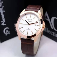JAM TANGAN PRIA ALEXANDRE CHRISTIE AC1015 AC 1015 LEATHER ORIGINAL GARANSI RESMI 1TAHUN - rosegold b