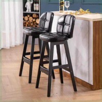 Solid Wood Bar Chair Modern Simple Stool Back Bar Chair Home Checkout Bar Stool Nordic High Stool