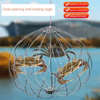 Strand Steel Wire Fishing Crab Trap Net Automatic Open Closing Wire Fish Baskets Crab Cage Outdoor Fishing Accessories